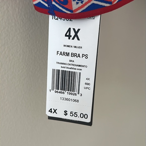 adidas x FARM Rio NWT Medium-Support Bra 
Blue Sz 4X Activewear Colorful Sporty - Picture 12 of 14